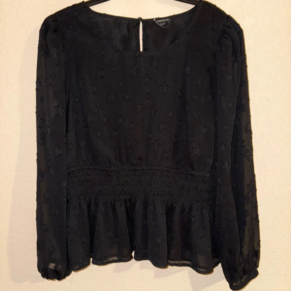 Torrid Crinkle Chiffon With Star Smocked Waist Puff Sleeve Top- Size 2-2X - Picture 5 of 12